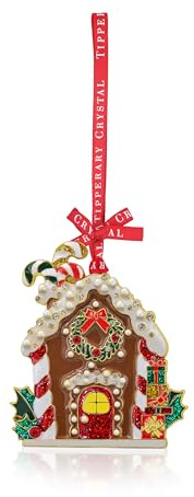 Tipperary Crystal Luxury Sparkle Christmas Hanging Decoration - Gingerbread House with Wreath Design in Star Gift Box Xmas Festive Décor - Christmas Tree Decoration Perfect for Holiday Décor & Gifting