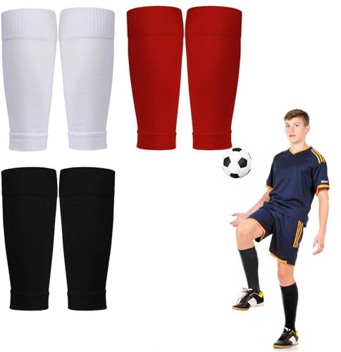 GIEEU 3 Pairs Football Sock Sleeves, Team Leg Sock Sleeve, Footless Football Socks for Football Running or Training Beginner