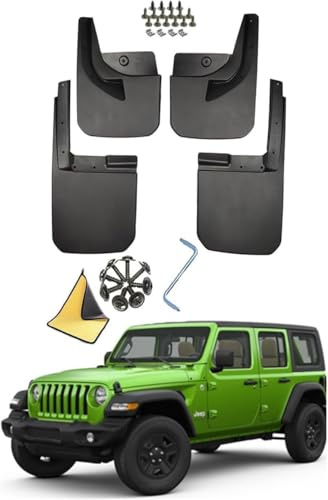 GLYGLY Auto Schmutzfänger für Jeep Wrangler JL JK 2008-2017, Front Heck Schmutzfänger Spritzschutz Kotflügel Schlammklappen Abdeckung Auto Zubehör