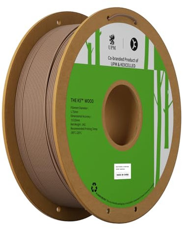 kexcelled PLA Holz Filament 1,75 mm, Wood PLA Echtholz, 3D Drucker Filament, Spezielles PLA Holzoptik, Echte Natürliche Holzfaser, Maßgenauigkeit +/- 0,03 mm, 1 kg Spule (2,2 lbs), Zedernholz Braun