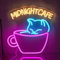 Mitternacht Cafe Neon Zeichen für Wanddekoration Nette Katze Neon Licht Dinmmable Cafe Neon Zeichen Rosa Kaffeetasse LED Neon Licht Zeichen für Coffee Shop Bäckerei Dessert Shop Bar Restaurant