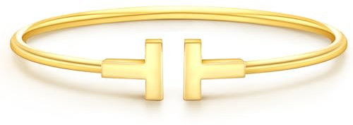 VIVILE Edles Armreif Gold,Edelstahl Armband Damen,Buchstabe T Sterling Silber 925 Armbänder,Dupes,Ideal Geschenk für Frauen,Mode Schmuck