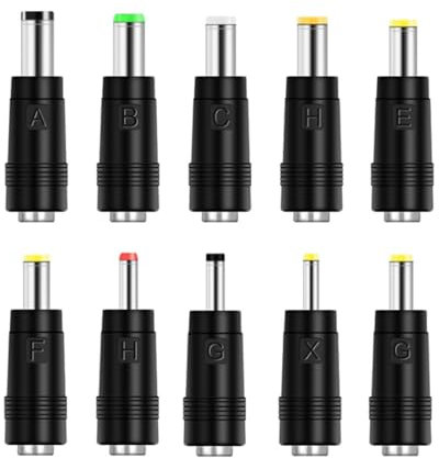 10PCS Universal DC Barrel Plug Adapter Kit – Assorted Power Tips for Laptops, Compatible with Dell, Lenovo, Toshiba, ThinkPad – DC Jack Kit for Charger, Power Supply, and More