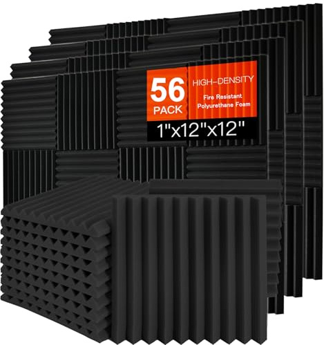 Saiqiang Akustikschaumstoffplatten, 56 Pack Akustikpaneele, schalldichte Schaumstoffplatten für Wand,Schallschutzmatte Hoher Dichte Schaumstoffplatte 30x30x2.5 cm