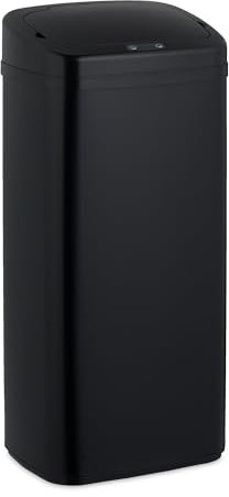 Relaxdays Poubelle Automatique, 40 litres, à capteur, Couvercle électrique, Support pour Sac, Cuisine, en INOX, Noire
