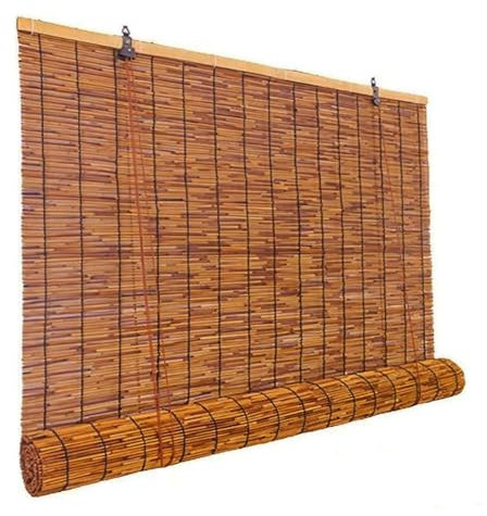 Bambusrollo Schilf Vorhang Natur Raffrollo Fensterrollo innen 50 65 85 90 105 125 130 145 150 Bambus Sichtschutz Sonnenschutz, Rollos für Garten, Balkon und Terrasse(130 x 130 cm)