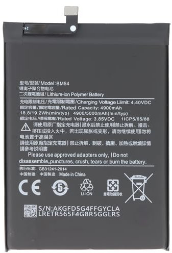 Batería compatible con Xiaomi Redmi Note 9 5G, polímero de litio, 3,85 V, 5000 mAh, 19,25 Wh, sin herramientas