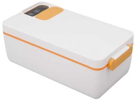 RjcdOPL Gamelle Chauffante 1L 40W, Rechargeable par USB, Boîte à Lunch Électrique avec Sac de Transport, pour Bureau, Camping, Voyage (Orange+Blanc)