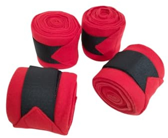 SIE EQUESTRIAN Horse Leg Bandage/Horse Leg wrap (Set of 4) Red, Blue, Navy Blue, Black, Pink, and White (RED)