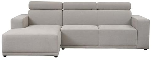 MY Furniture Heather Modular Corner Sofa in Taupe – Left Hand - Soft Water-Repellent Fabric, Two-part Sofa with Adjustable Headrests – Modern L-Shaped Lounge Seating