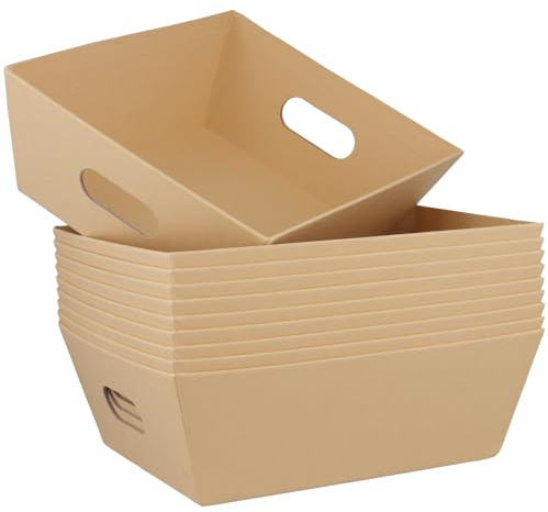 CHUENKUK 10 Stück 25 x 21 x 9cm Beige Große Leere Geschenkkörbe, Präsentkorb Leer Pappe, Geschenkkorb Körbe für Geschenke, Geburtstage