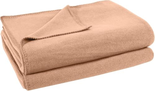 Zoeppritz Soft-Fleece Decke mit Cashmere Handfeel - 110 x 160 cm - Oeko-TEX 100 - Made in Italy - 040 Sand