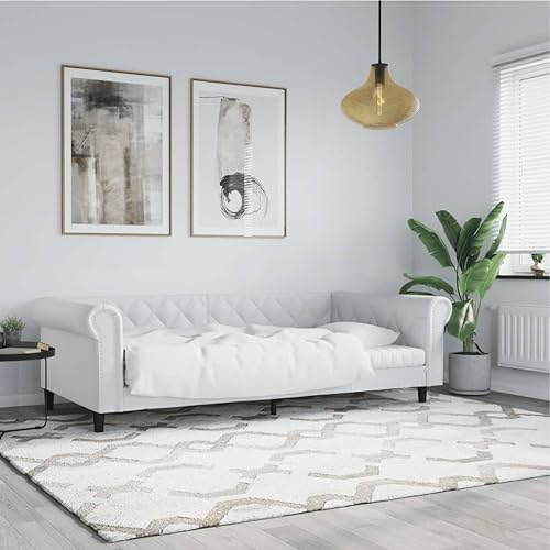 Tonture Tagesbett Weiß 80x200 cm Kunstleder, Metallrahmen, Modernes Schlafsofa für Gästezimmer, Robustes Bettgestell, Wohnzimmer Möbel