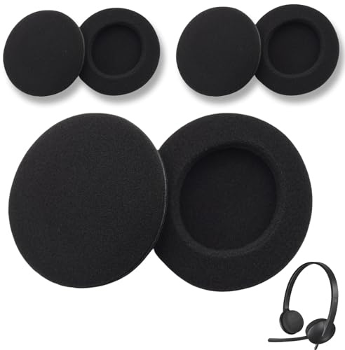 Kopfhörer Ohrpolster 50mm für Logitech – Ersatz Schaumstoff Pads (6 Stück, Schwarz) mit Kopfhörer Schutz & Bügelpolster, kompatibel mit Logitech H600/H609/G330, Sony, AKG – Komfortable Polster