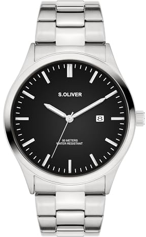 s.Oliver Herrenuhr - 42 mm - analoge Armbanduhr mit Quarzwerk - flaches Gehäuse - 3 Zeiger - hoher 5 ATM wasserdicht - Kratzfest