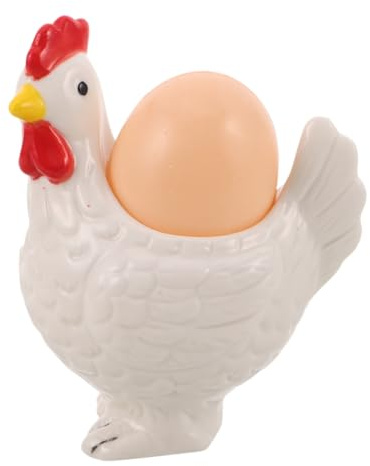 VALICLUD Ceramic Egg Cup Chicken Shaped White Porcelain Egg Holder Rustic Farmhouse Decorative for Kitchen and Dining Table