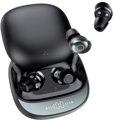 Cuffie Bluetooth, Cuffie per Dormire sul Fianco, Auricolari Bluetooth 5.4 con Monitoraggio del Sonno, 48 Ore Mini Sleep Earbuds Bluetooth, 6 modalità EQ Mini In Ear Auricolari Sveglia personale(Onice)