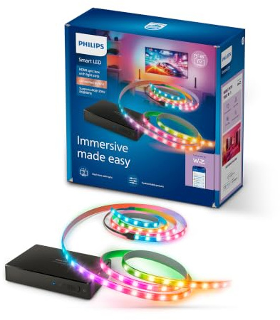 Philips Smart Lighting HDMI 2.1 Sync Box with RGBIC LED Strip, 75-85 Inch | Smart LED, Ultra-Fast Refresh Rate, Customisable Light, Easy Install, Bluetooth App Control, Smart Home, HDMI Input Required
