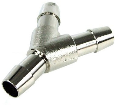 10mm (3/8) Y Schlauchverbinder - Messing vernickelt