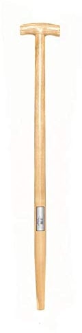 Pionier-Ersatzstiel aus dem Haus IDEALSPATEN | gebogen roh feingeschliffen | Größe 85cm | 41mm im Durchmesser | T-Griff | Esche