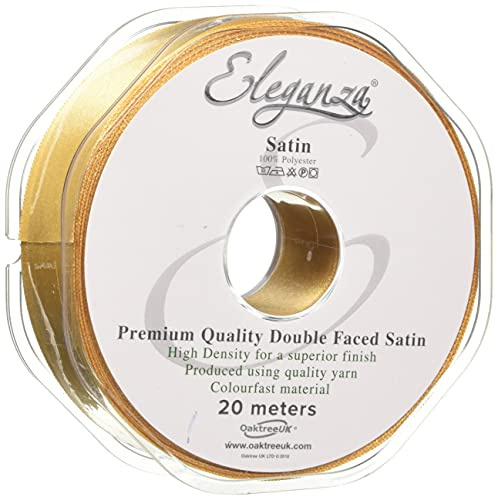 Eleganza Double Faced Satin 25mm x 20m Gold No.35, 25 mm x 20 m