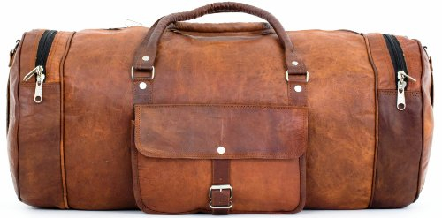 Gusti Unisex Reisetasche Leder - Michael Damen und Herren Reisetasche Umhängetasche Handtasche Ledertasche Braun Leder