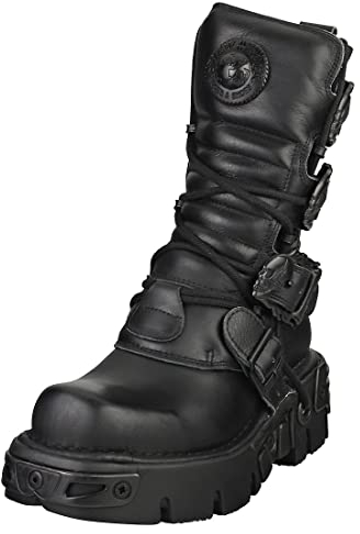 New Rock Metallic nero Pelle Stivali M.391-S18