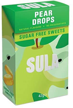 Sula Sugar Free Pear Drops, 42 g (14-Pack) | Delicious Sugarless Boiled Sweets, Diabetic-Friendly, Natural Flavours, Free From Artificial Ingredients