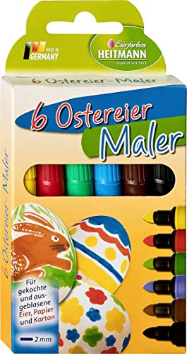 Heitmann Eierfarben 60008 - Malstifte zum Bemalen von Ostereiern, 6er Set