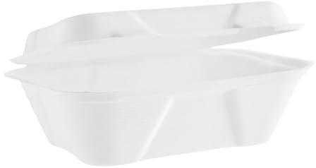 Vegware Biodegradable Sugarcane Clamshell Takeaway Box 7 x 5inch Pack of 50