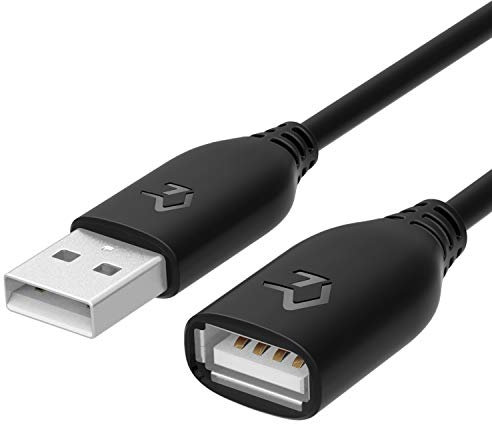 Rankie USB 2.0 Extension Cable, A-Male to A-Female, Compatible with Printer, Keyboard, Mouse, 1.8 m (Black)