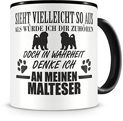 Samunshi® Ich denke an meinen Malteser Hunde Tasse Kaffeetasse Teetasse Kaffeepott Kaffeebecher Becher