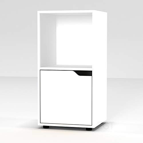 URBNLIVING Wooden White 2 Cubed Bookcase With 1 White Door