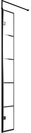 Hudson Reed WRSF030H Modern Bathroom Black Framed Wall Fixed Wetroom Hinged Return Screen, 300mm, Black