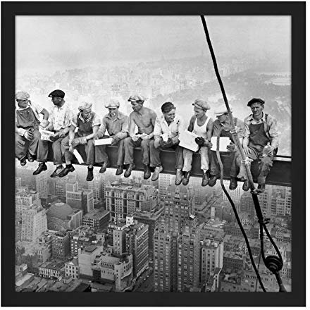 Lunch Atop A Skyscraper New York 1932 Iconic Photo Square Wooden Framed Wall Art Print Picture 16X16 Inch Fotografieren Holz Wand Bild