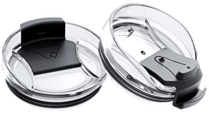 DSCVR Tapa de repuesto para vaso mejorada, 2 piezas, a prueba de derrames, resistente a roturas, ajuste perfecto, tapas transparentes, compatible con Yeti Rambler, Ozark Trails, estilo antiguo RTIC
