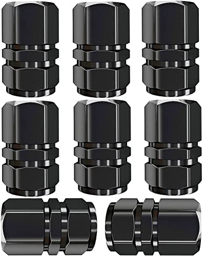 Alu Ventilkappen 4 Stück Aluminium Auto Reifen Schrader Ventil Ventildeckel Fahrrad Geeignet Ventilabdeckung für Fahrrad, SUV, LKW Reifendruck, Schwarz