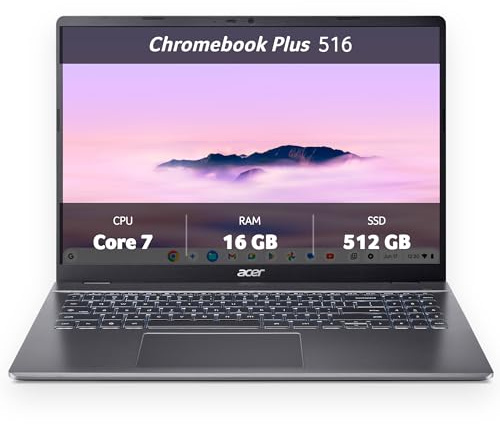 Acer Chromebook Plus 516 | Chromebook | Core 7 | 16GB/512GB | 16 WUXGA IPS 60Hz | Core 7 150U | 16GB RAM | 512GB SSD | ChromeOS | UK keyboard