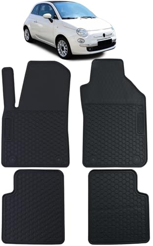 Auto Gummi Fußmatten Schwarz Premium Set für FIAT 500 500C 2007-2022