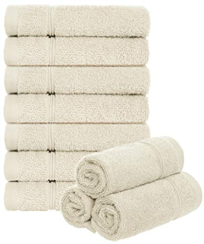 Brandsseller 10er Set Seiftuch 30 x 30 cm Waschlappen Frottier Seiflappen Gästehandtuch mit Aufhänger Baumwolle 470 g/m² Bad Haushalt - Ecru