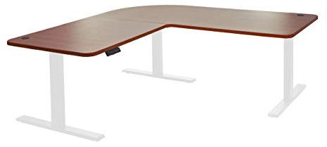 Eck-Schreibtisch HWC-D40, Computertisch elektrisch höhenverstellbar 178x178cm 84kg MVG - Natur, weiß
