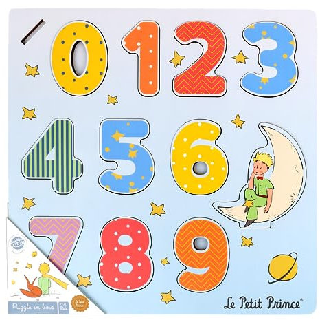 PLANÈTE Bois - Zahlenpuzzle - Lernspiel - Der kleine Prinz - 865005-11 Teile - Mehrfarbig - Holz - Kinderspiel - Kinderpuzzle - 30 cm x 30 cm - Ab 2 Jahren