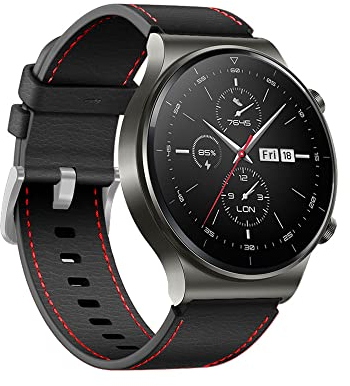 Walbison Cuero Correa Compatible con Huawei Watch GT2/GT2 Pro/GT 2e, Correa para Amazfit Pace/Amazfit Stratos/2/2S/Amazfit GTR 2/GTR 2e/Galaxy Watch 3 45mm/Gear S3, Pulseras de Repuesto 22MM, Negro