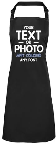 Shopagift Personalised Apron Any Text Photo Image Printed Here - Custom Create Your Own Painting Decorating DIY Cooking Chef Apron Kitchen Birthday Gifts with Custom Message