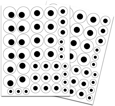 84 Augen Aufkleber zum Basteln 2cm 3cm 4cm Durchmesser Deko Sticker für DIY Geschenke Scrapbooking Zubehör Bastelaugen schwarz weiß selbstklebend R184