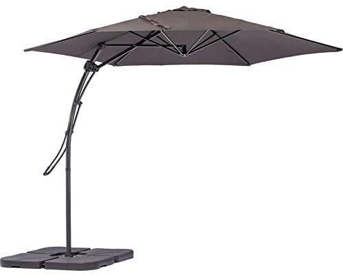 BAKAJI Ombrellone da Giardino Decentrato 3 x 3 Mt Palo in Metallo Chiusura a Leva Base a Croce Sistema Air Vent Arredamento Esterno Gazebo Piscina Giardino Terrazzo Ambienti Esterni (Antracite)