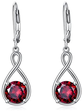 SEIYANG Granat Ohrringe Silber 925 hängend Creolen Baumeln Damen mit 5A Zirkonia Geburtsstein Januar für Frauen Geburtstags Schmuck Geschenk für Sie
