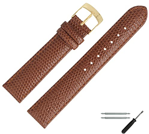 MARBURGER Uhrenarmband 18mm Leder Eidechse Prägung - Werkzeug Montage Set 78018