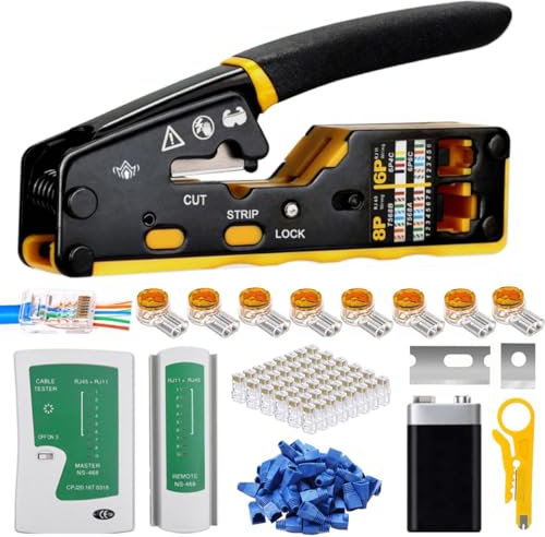 daGodtech Network Tool Kit, RJ-03 - Crimpers for RJ45 Cat5e Cat 6 Cable Crimper Wire Cutter Internet Toolbox