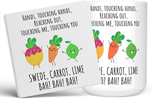 Mug Monster Swede Carrot Lime Funny Mug, Birthday Presents for Men or Women, Mens Gifts, Coffee Leaving Gift Colleague Novelty Gift, Secret Santa Joke England Football 15+Coaster, White